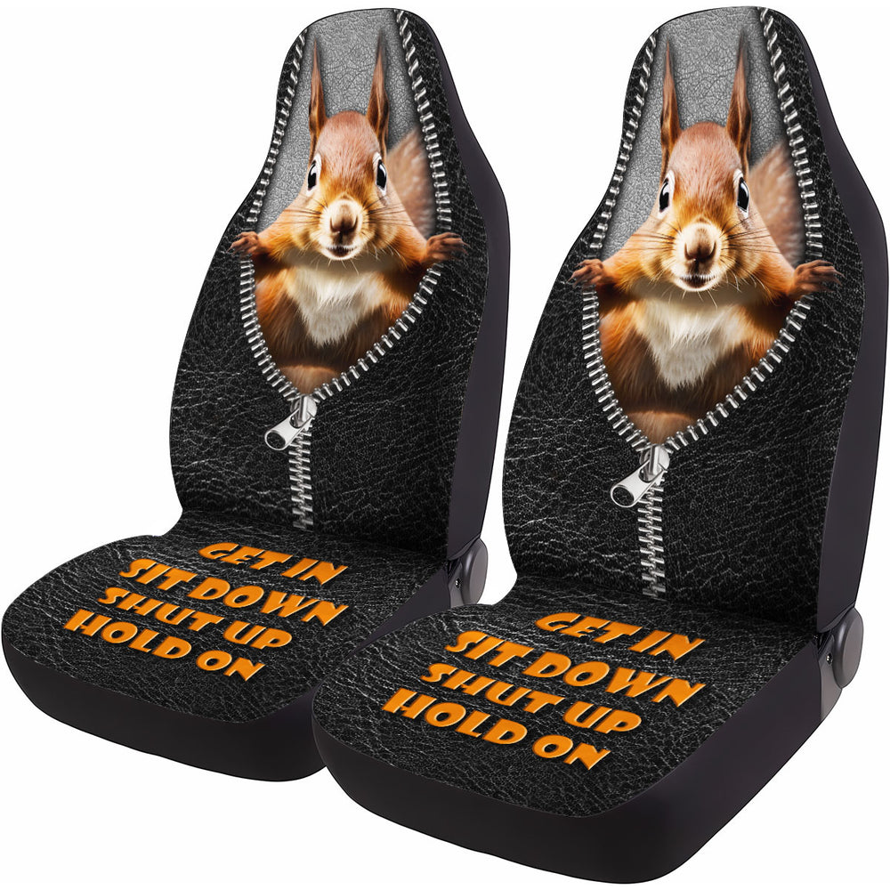 Funny Squirrel Car Seat Covers – Set of 2, Universal Fit
