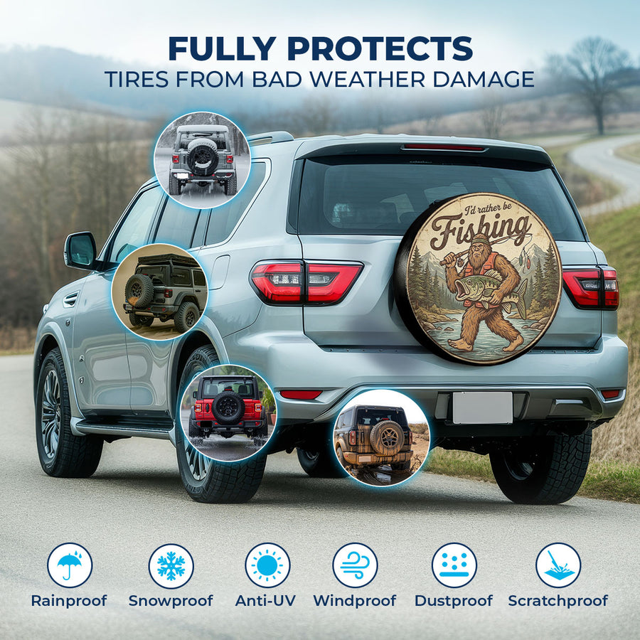 Fishing Sasquatch Spare Tire Cover – Universal Fit