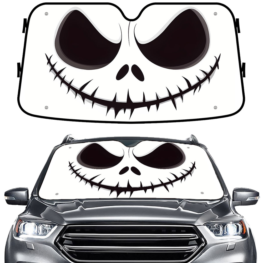 Gothic Skeleton Fantasy Car Windshield Sun Shade – Foldable UV Heat Shield