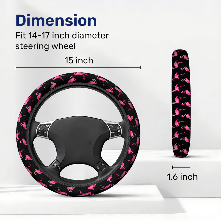 Pink Flamingo Steering Wheel Cover – Universal 15 in