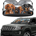 Cute Dachshund Dog Family Funny Car Windshield Sun Shade – Foldable UV Heat Shield