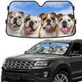 Cute English Bulldog Dog Group Funny Car Windshield Sun Shade – Foldable UV Heat Shield