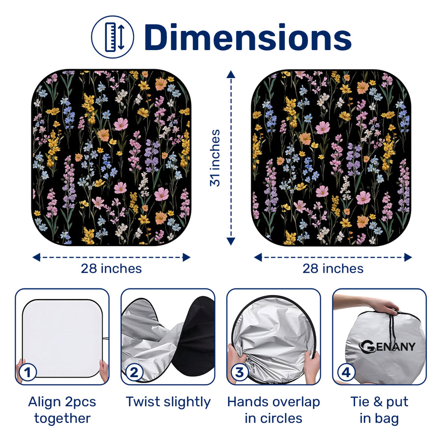 Floral Car Windshield Sun Shade – Foldable UV Heat Shield