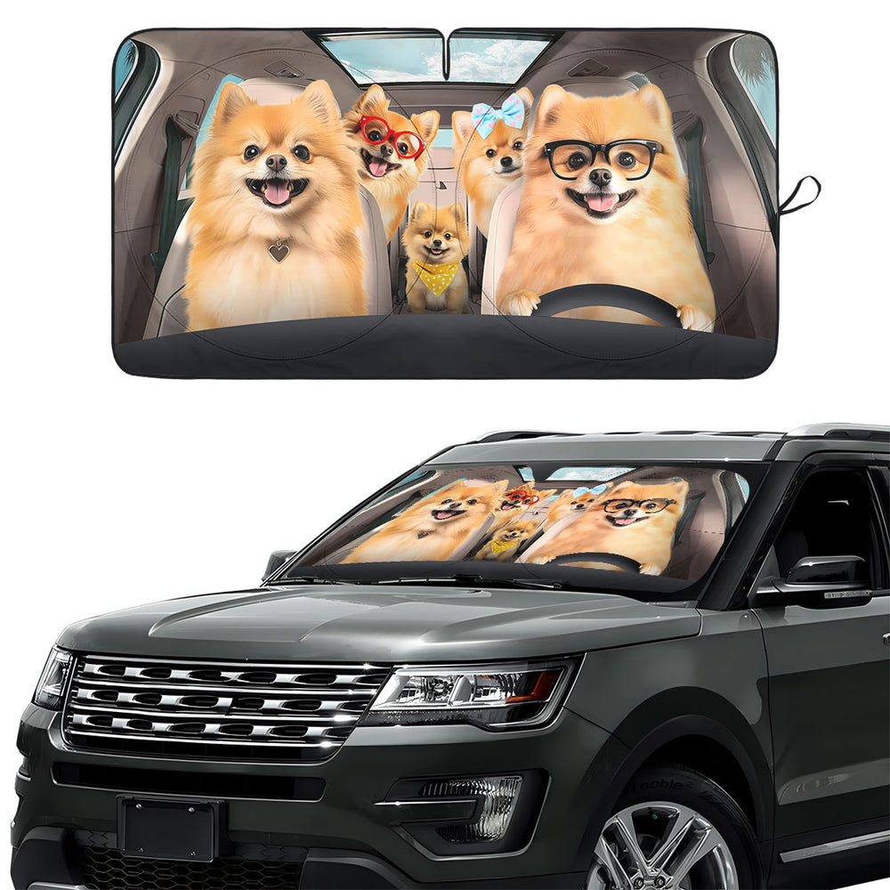 Pomeranian Car Windshield Sun Shade – Foldable UV Heat Shield