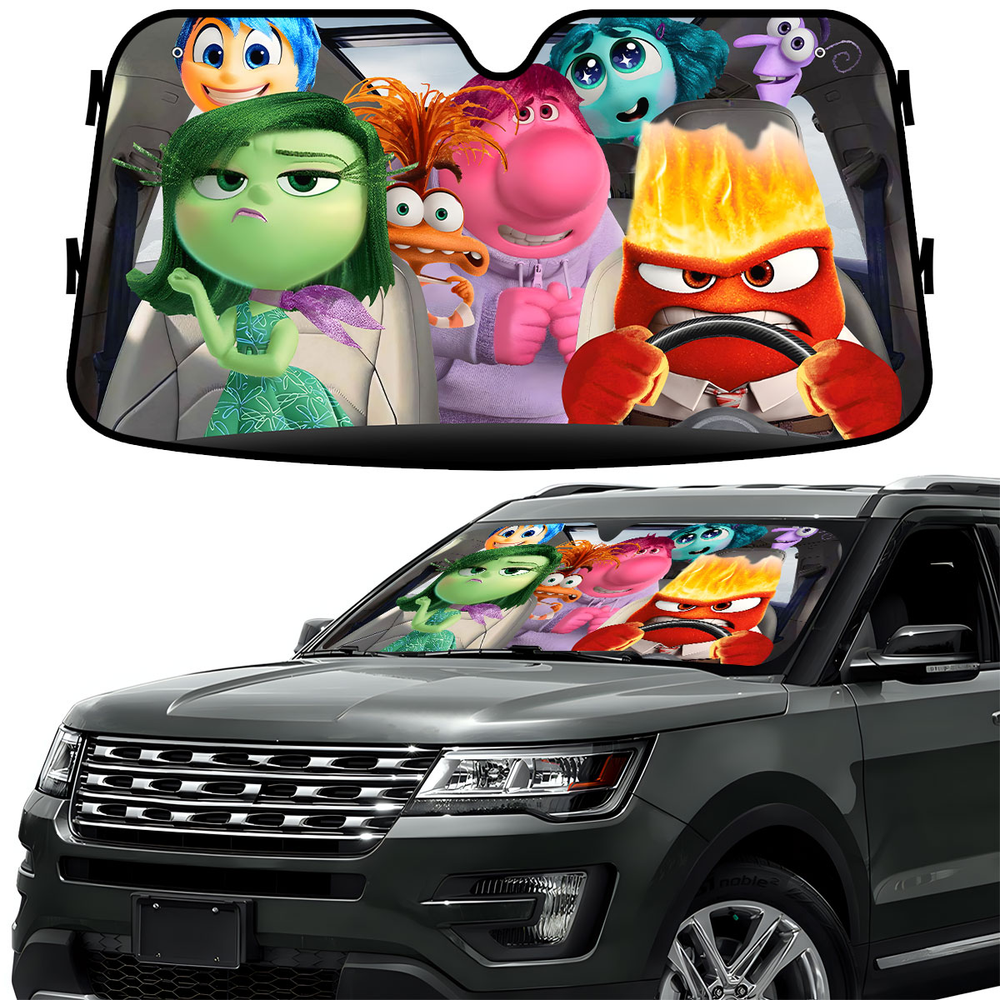 Animated Emotion Car Windshield Sun Shade – Foldable UV Heat Shield