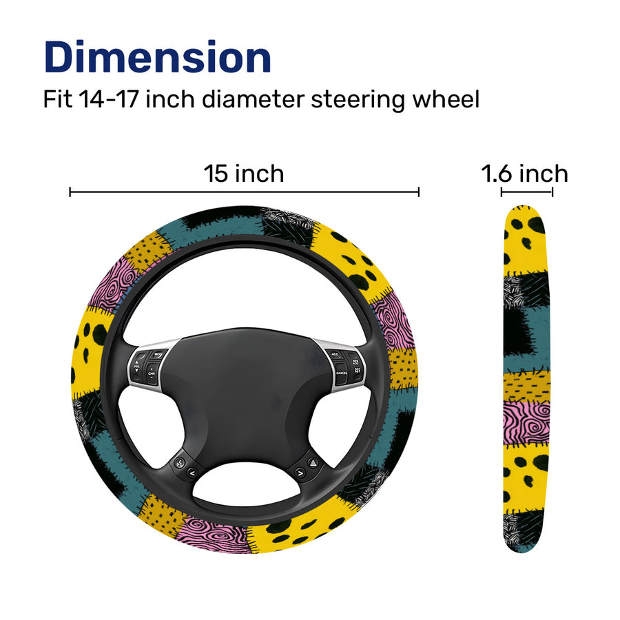 Spooky Skeleton Rag Doll Steering Wheel Cover – Universal 15 in