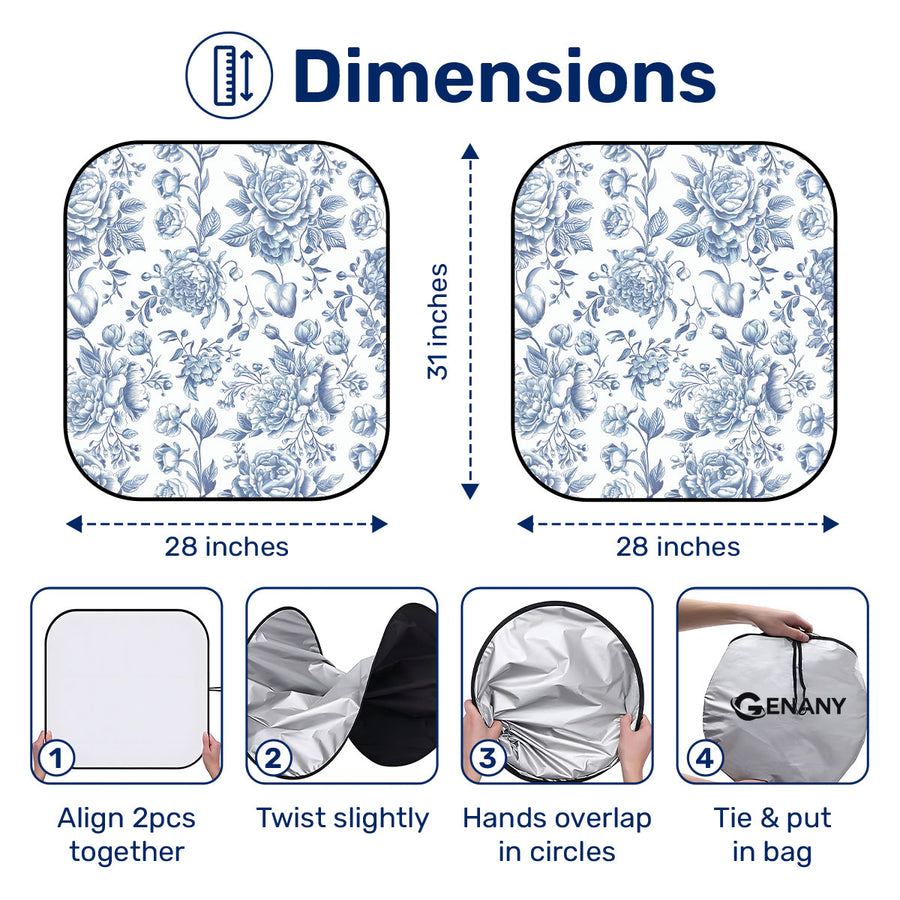 Floral Car Windshield Sun Shade – Foldable UV Heat Shield
