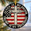 Patriotic Cross Flag Ceramic Christmas Ornament 2026