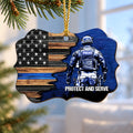 Protect and Serve Police Wooden Christmas Ornament 2026