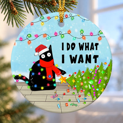 Black Cat Christmas Lights – Ceramic Christmas Ornament