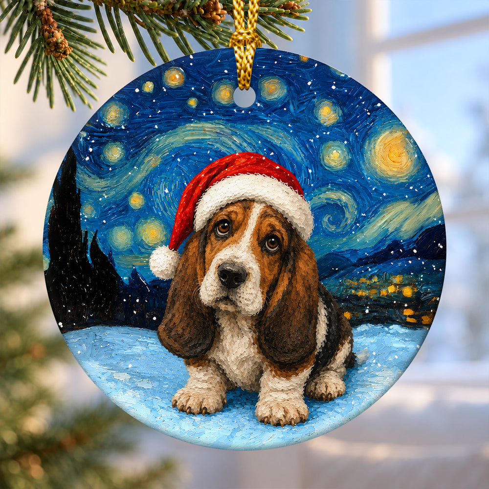 Basset Hound – Ceramic Christmas Ornament
