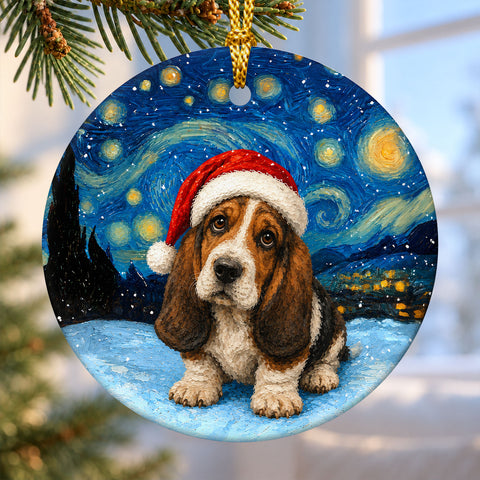 Basset Hound Ceramic Christmas Ornament 2026