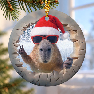 Capybara Santa – Ceramic Christmas Ornament