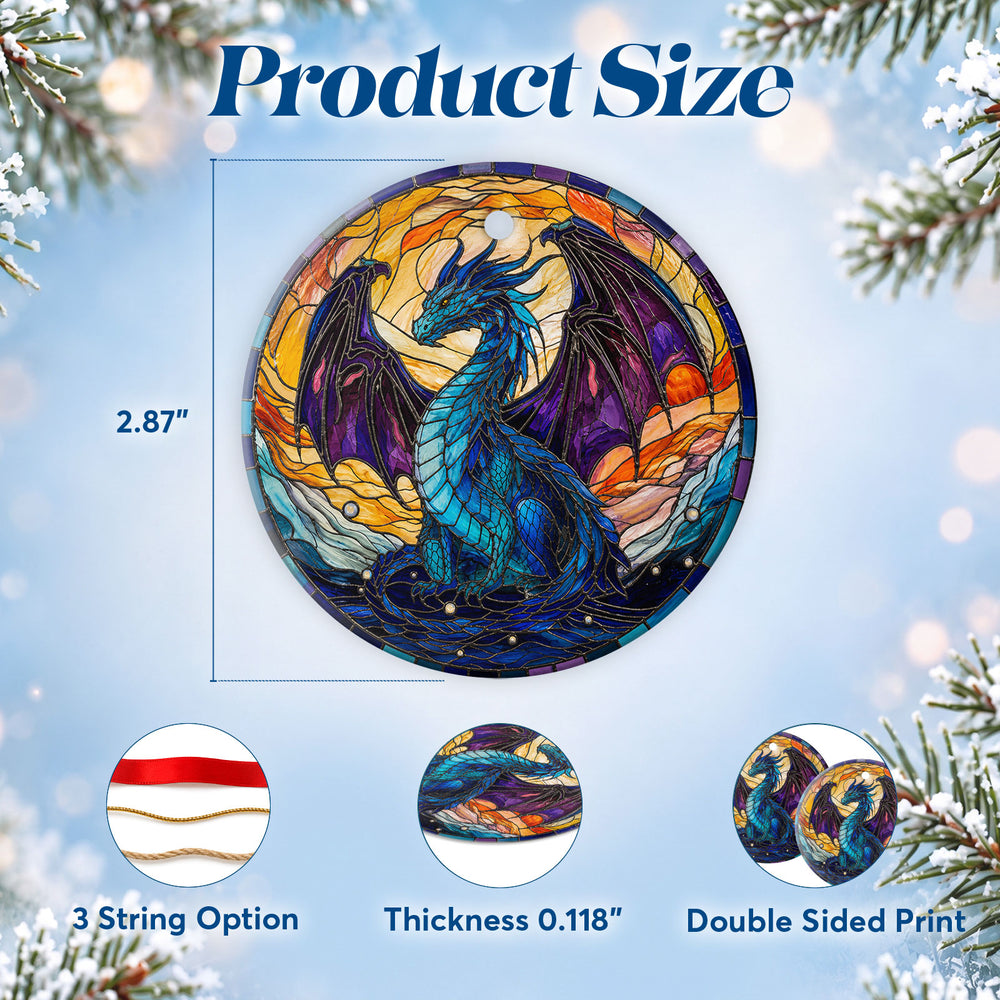 Dragon Stained Glass – Ceramic Christmas Ornament