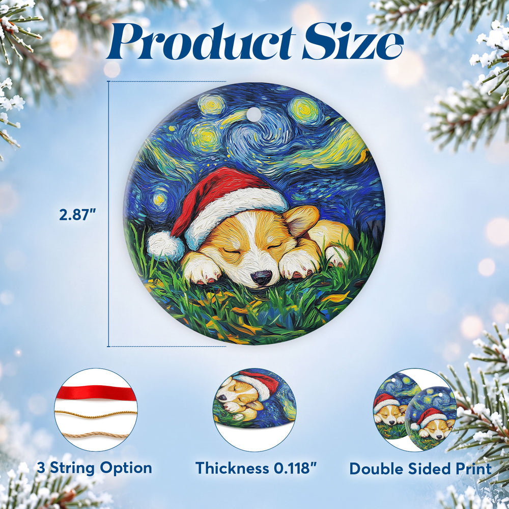 Corgi Starry Sky – Ceramic Christmas Ornament