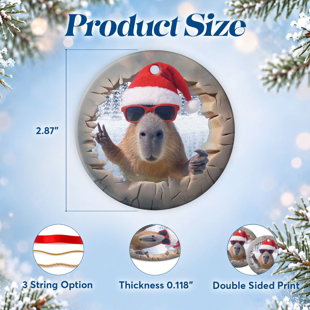 Capybara Santa – Ceramic Christmas Ornament