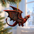 Book Dragon Wooden Christmas Ornament 2026