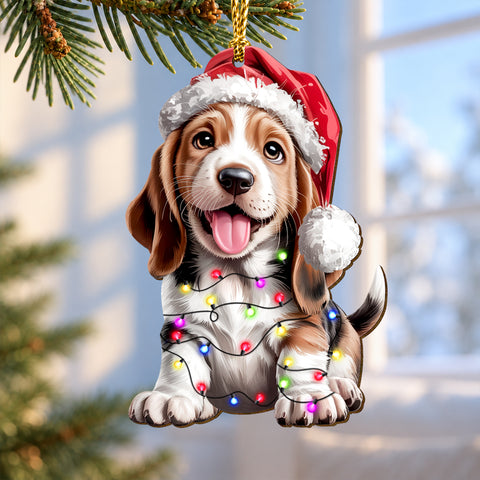 Basset Hound Wooden Christmas Ornament 2026