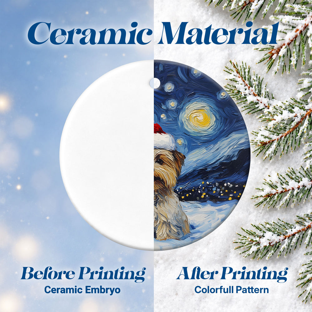 Yorkie Starry Night – Ceramic Christmas Ornament