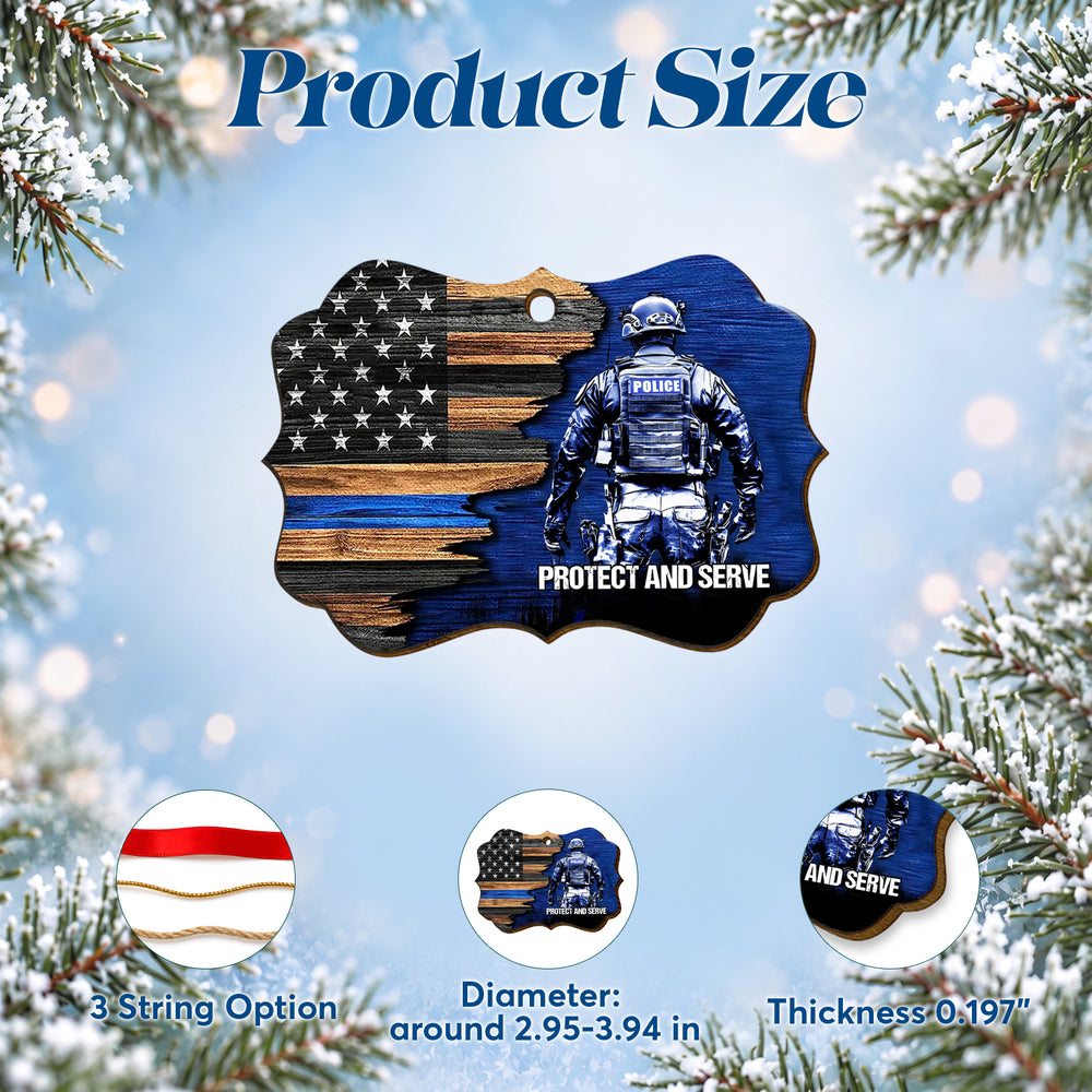 Protect and Serve Police – Wooden Christmas Ornament