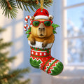 Capybara Stocking Wooden Christmas Ornament 2026