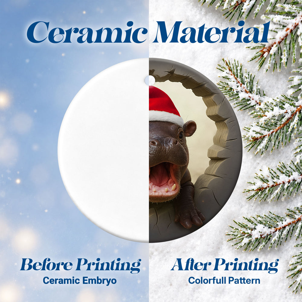Cute Hippo – Ceramic Christmas Ornament