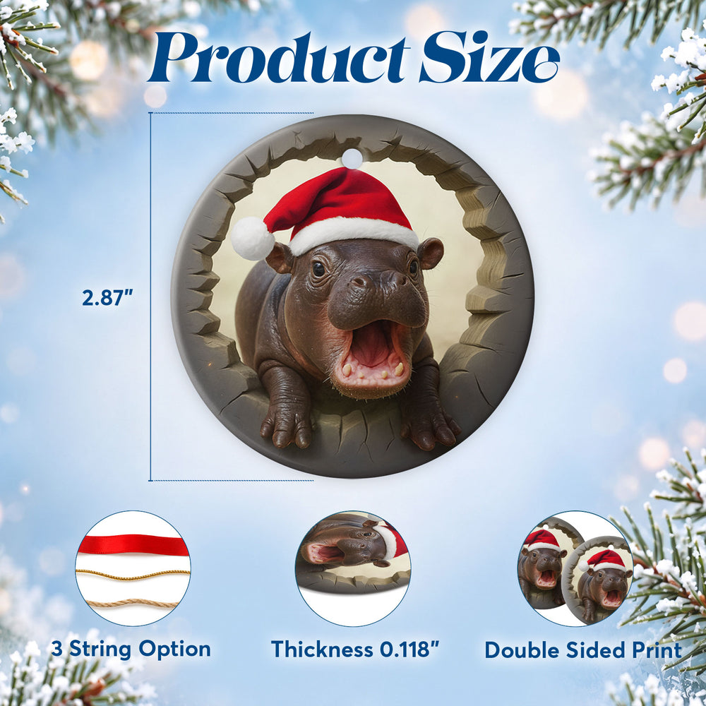 Cute Hippo – Ceramic Christmas Ornament