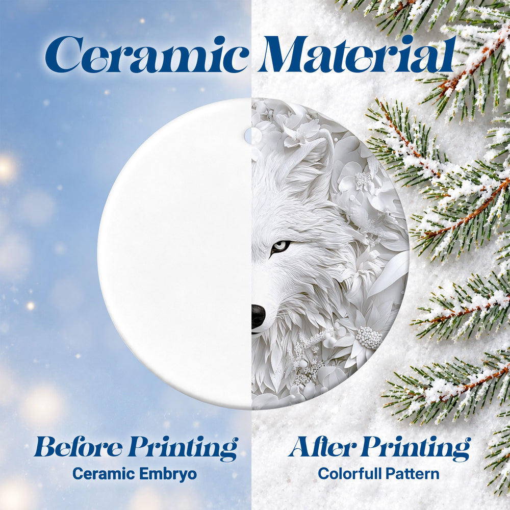 White Wolf – Ceramic Christmas Ornament