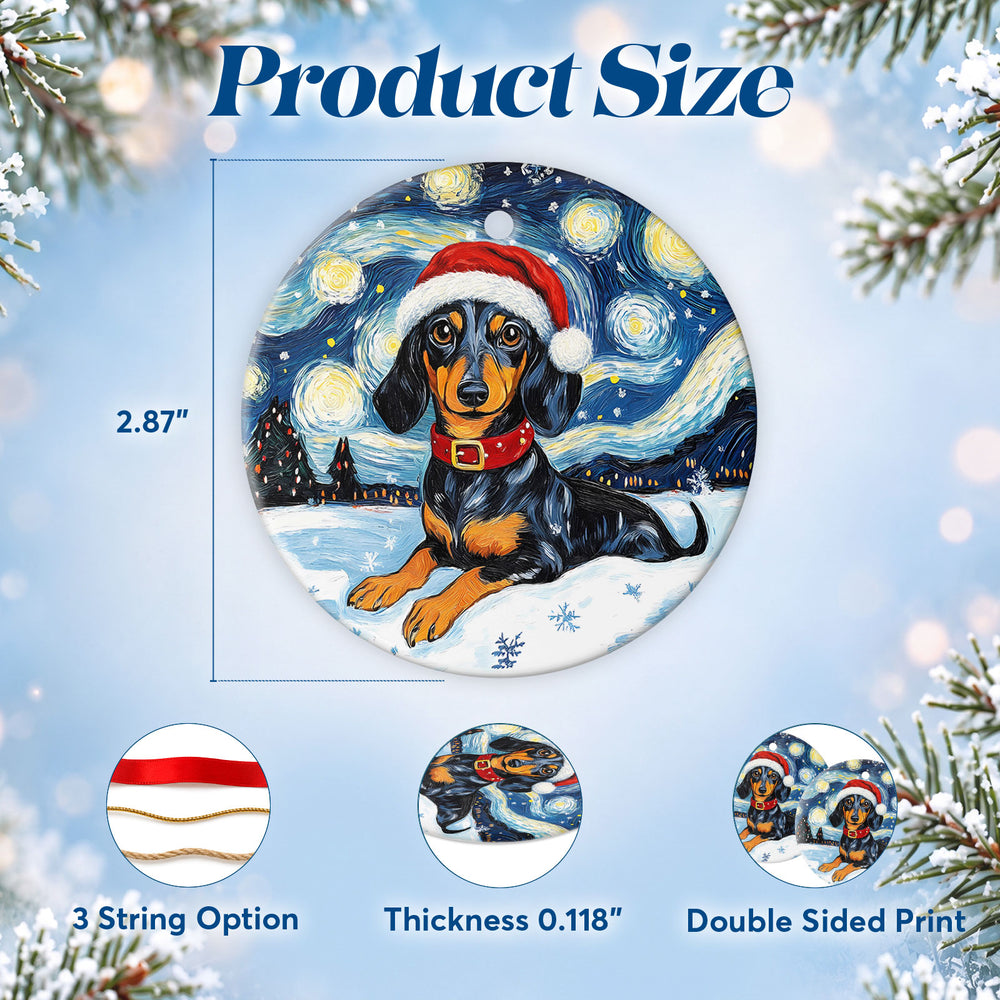 Dachshund Starry Sky – Ceramic Christmas Ornament