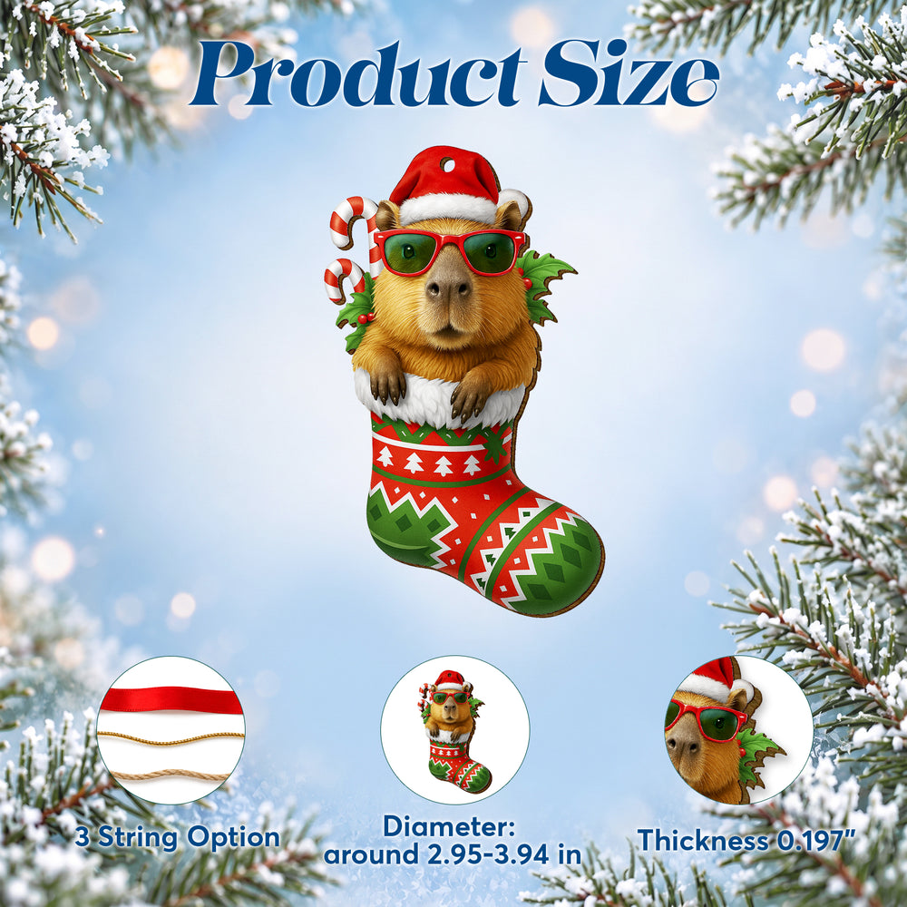 Capybara Stocking – Wooden Christmas Ornament