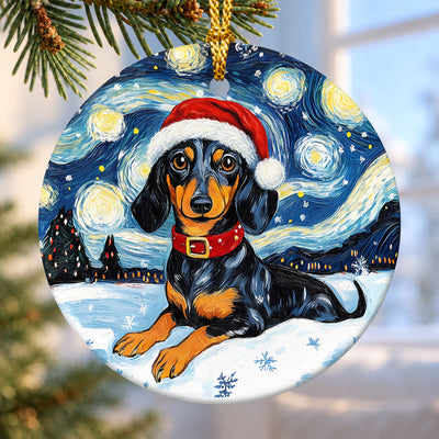 Dachshund Starry Sky – Ceramic Christmas Ornament