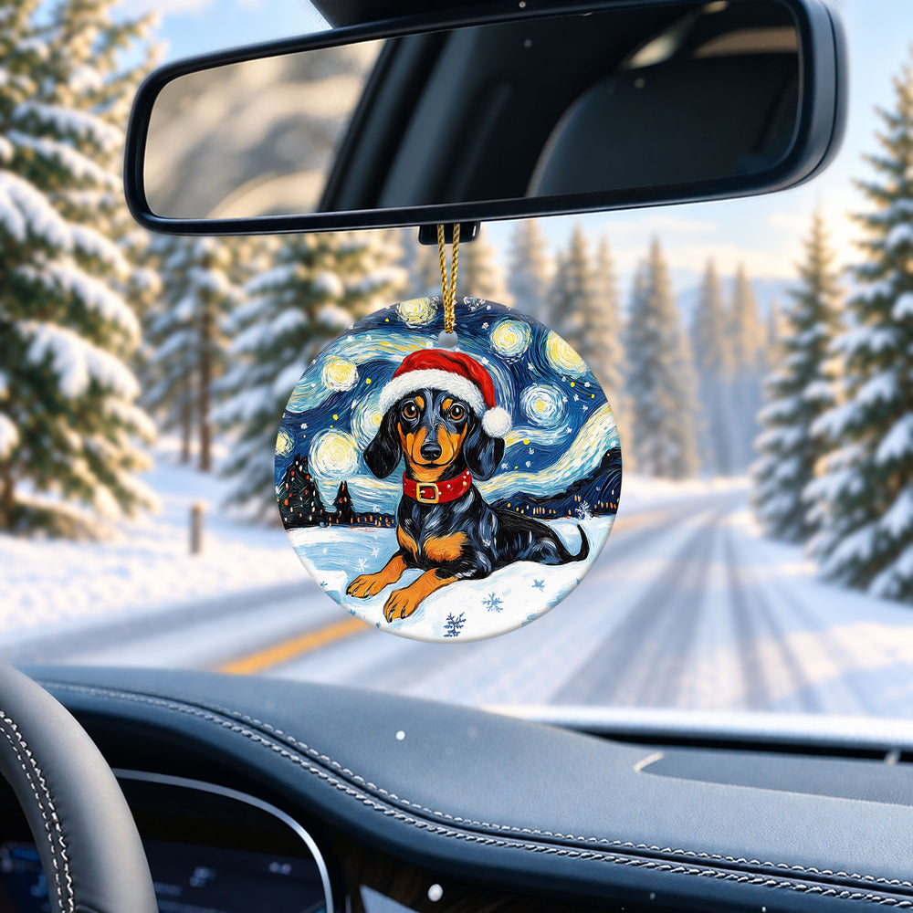 Dachshund Starry Sky Ceramic Christmas Ornament 2026