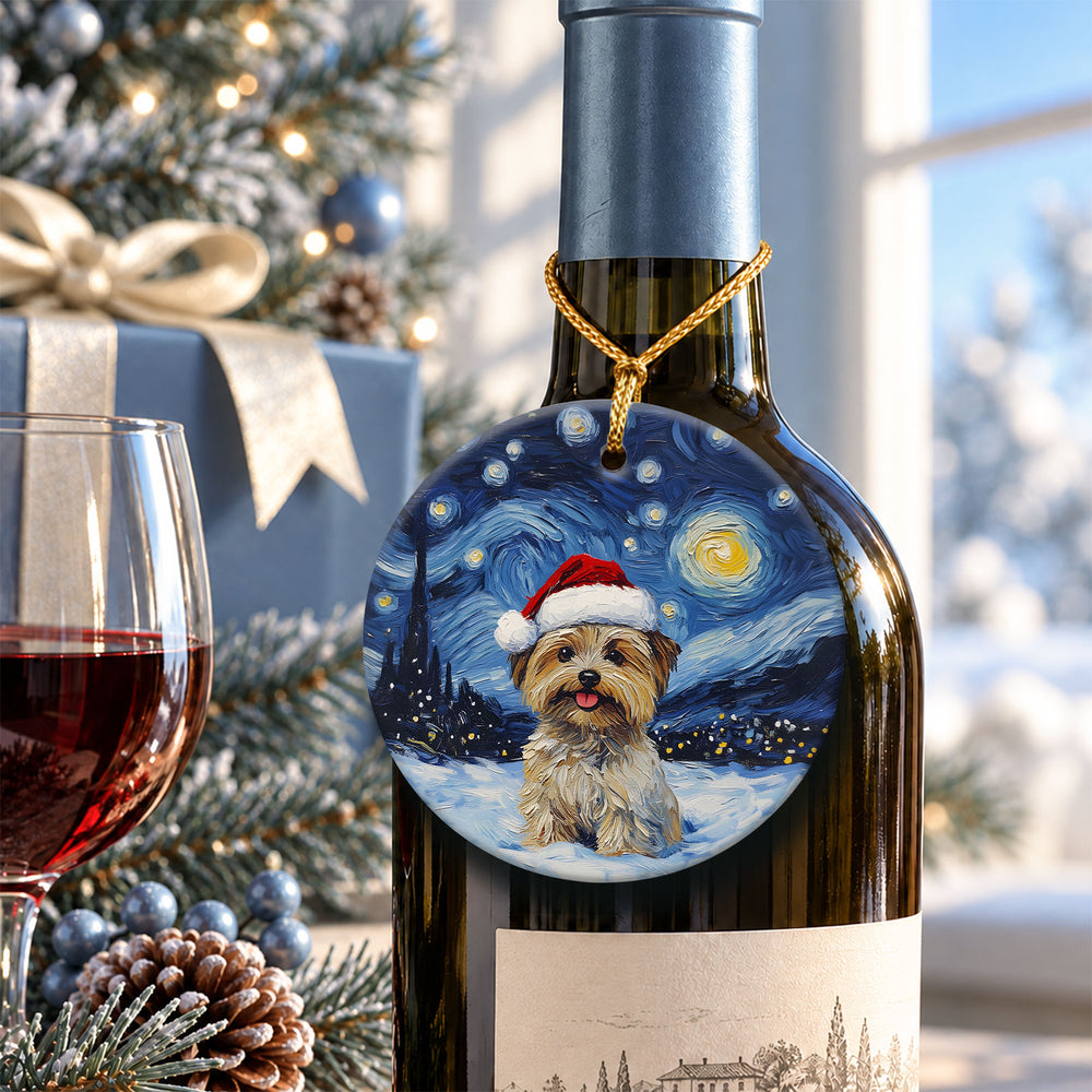 Yorkie Starry Night Ceramic Christmas Ornament 2026