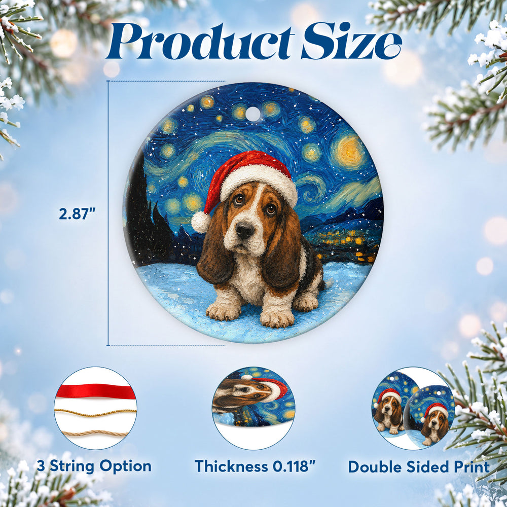 Basset Hound – Ceramic Christmas Ornament
