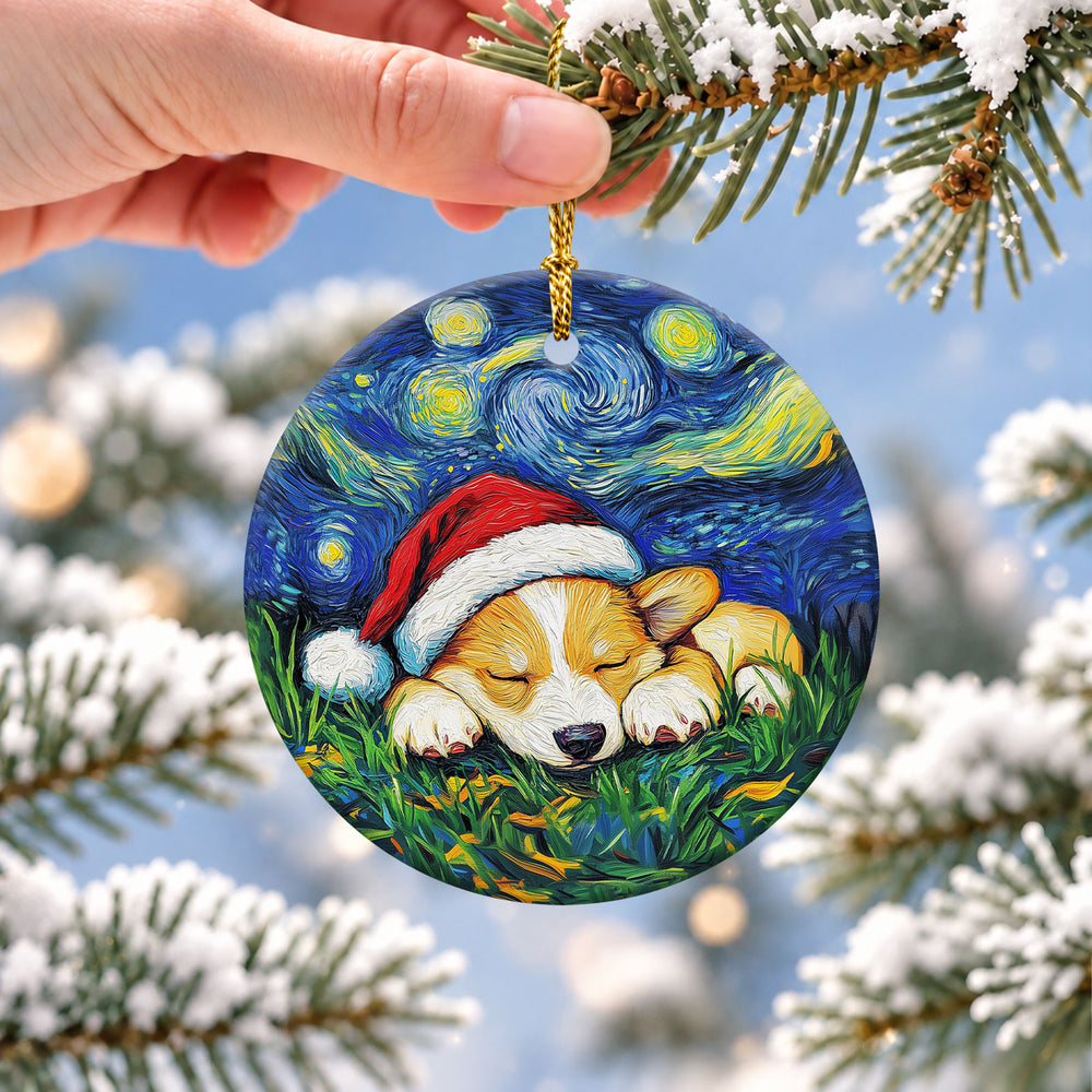 Corgi Starry Sky Ceramic Christmas Ornament 2026