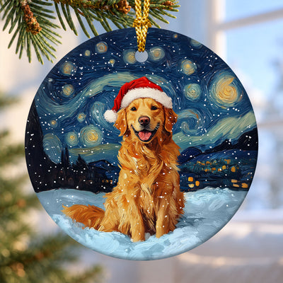 Golden Retriever Santa – Ceramic Christmas Ornament