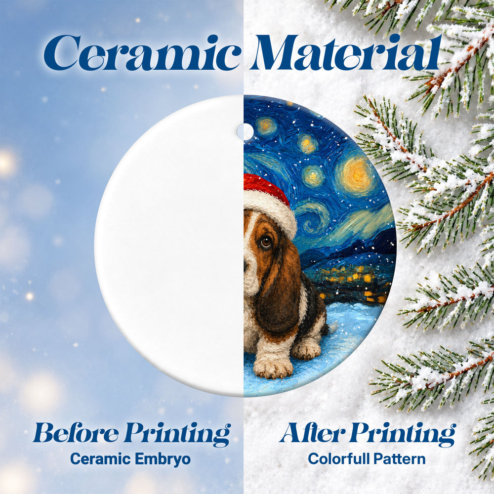 Basset Hound – Ceramic Christmas Ornament