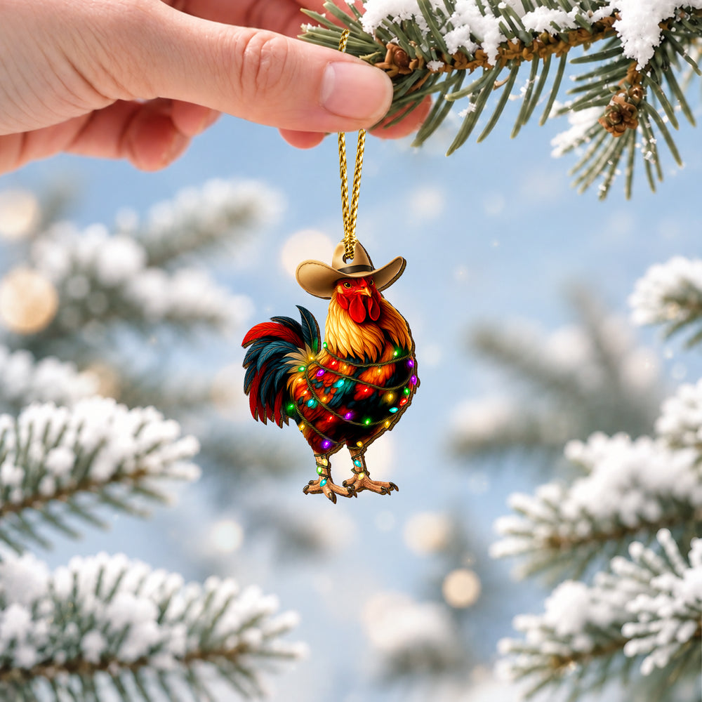 Rooster Wooden Christmas Ornament 2026