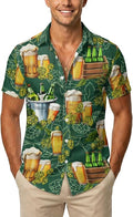 Tropical Button Down Short Sleeve Top, Culture Character Hawaiian Shirt for Men