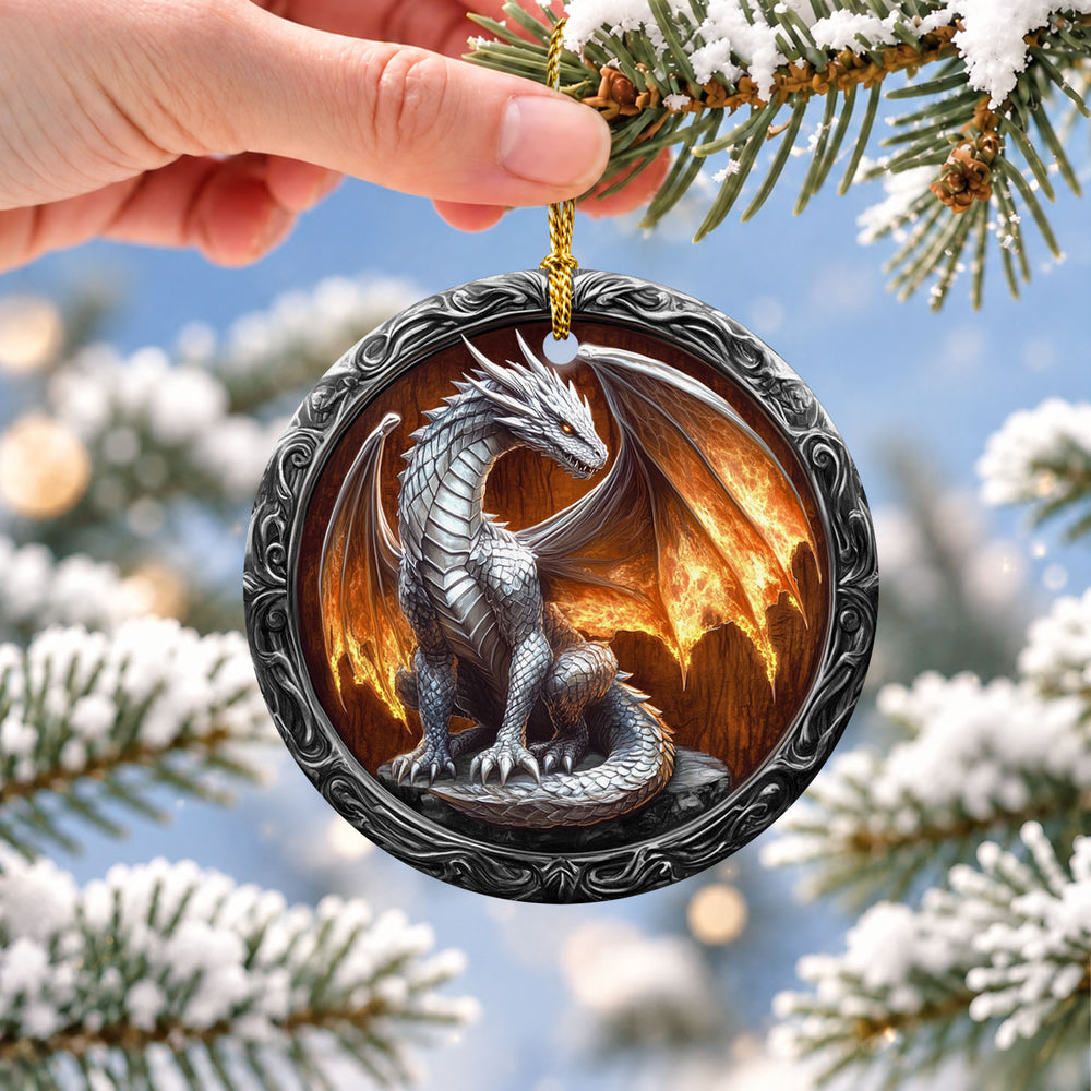 Fire Dragon Ceramic Christmas Ornament 2026