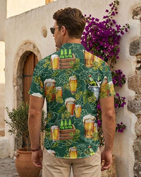 Tropical Button Down Short Sleeve Top, Culture Character Hawaiian Shirt for Men
