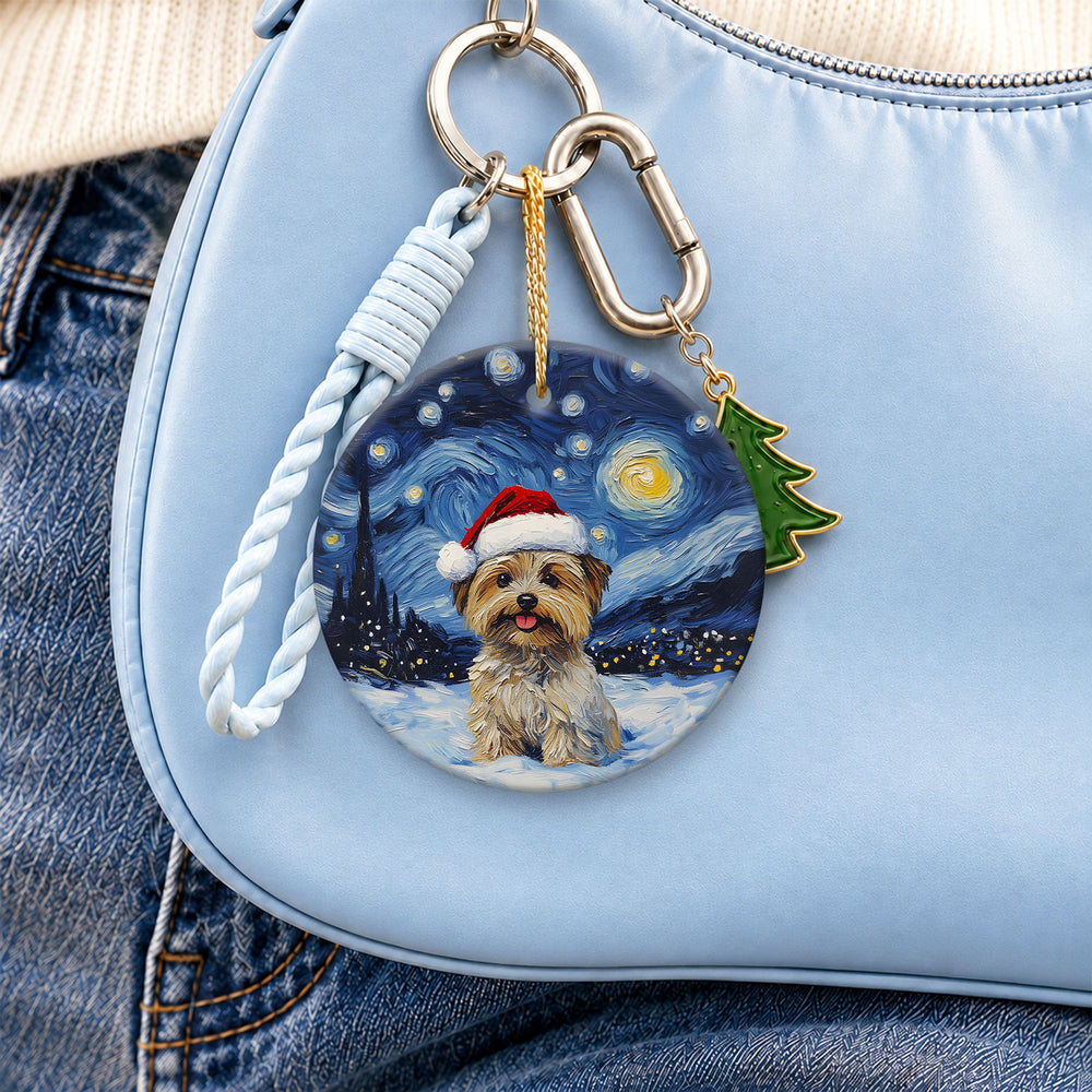 Yorkie Starry Night Ceramic Christmas Ornament 2026