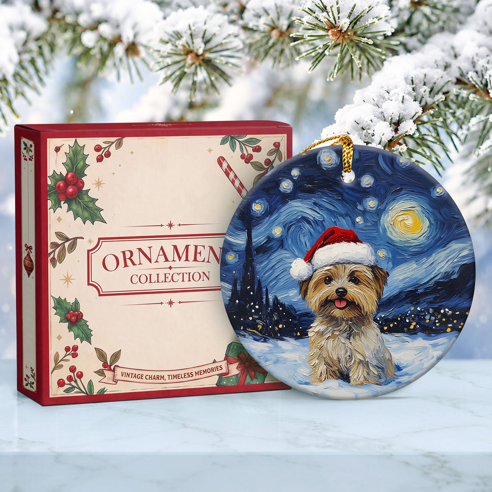 Yorkie Starry Night Ceramic Christmas Ornament 2026