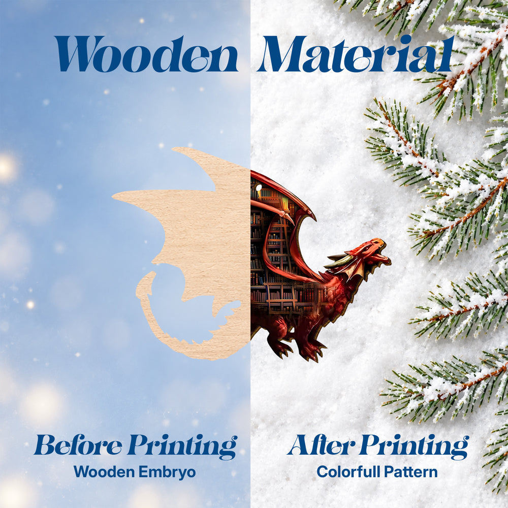 Book Dragon – Wooden Christmas Ornament