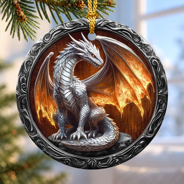 Fire Dragon Ceramic Christmas Ornament 2026