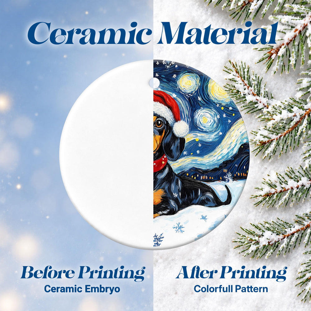 Dachshund Starry Sky – Ceramic Christmas Ornament