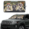 Cute Schnauzer Dog Family Funny Car Windshield Sun Shade – Foldable UV Heat Shield