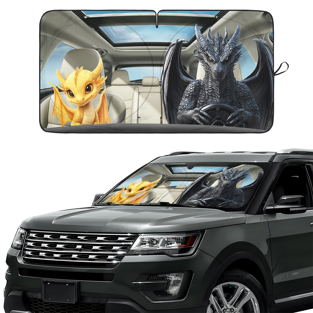 Dragon Rider Bookish Car Windshield Sun Shade – Foldable UV Heat Shield