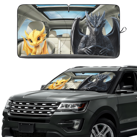 Dragon Rider Bookish Car Windshield Sun Shade – Foldable UV Heat Shield