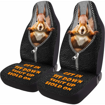 Funny Squirrel Car Seat Covers – Set of 2, Universal Fit